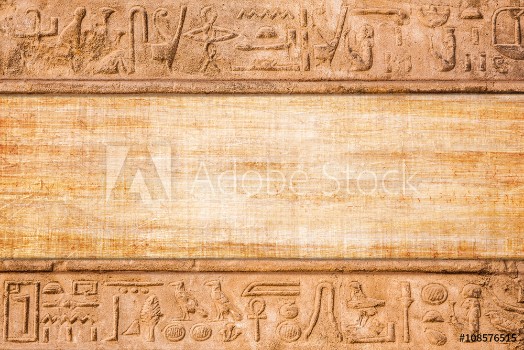Picture of Old egypt hieroglyphs carved on the stone